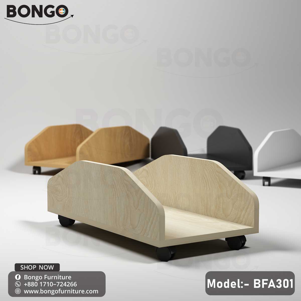 A CPU Cruiser - BFA301 model by Bongo, featuring a gray CPU trolley with PVC wheels and a Water Resistant Strong Laminated Board board base.