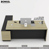 Bongo office desk with computer setup on a white background
