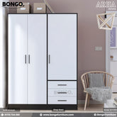 White wardrobe with drawers and 'Bongo' branding in a room setting.