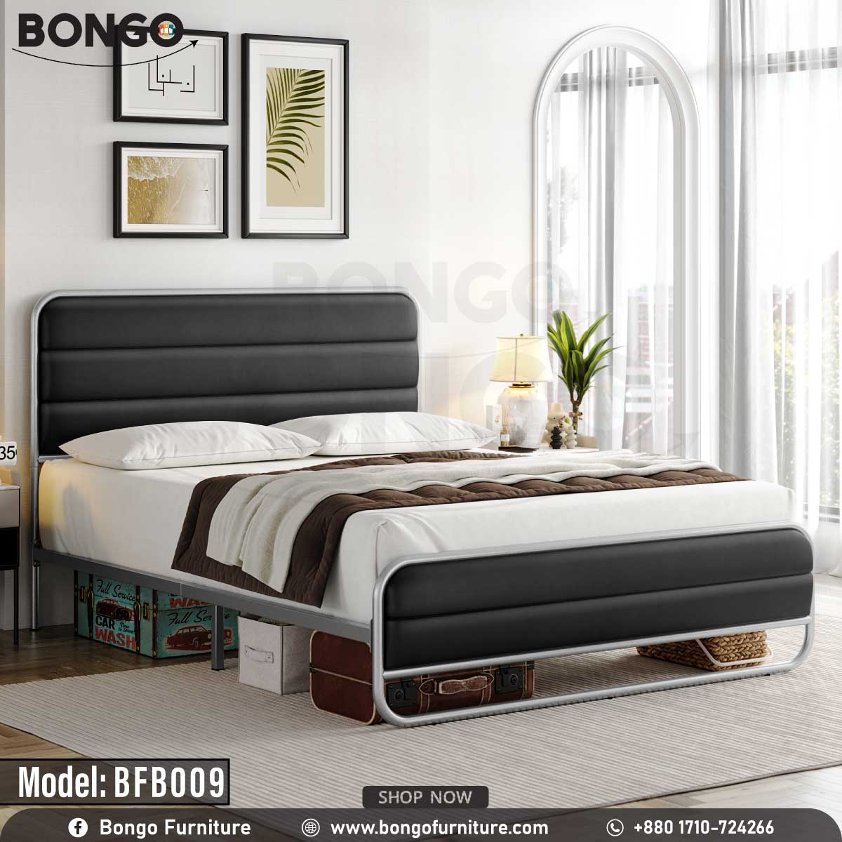 Velvet Queen Size Bed - BFB009.