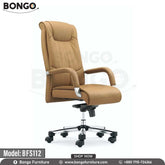 A beige Empyrean director chair with a high backrest, armrests, and a five-point wheeled base, made of heavy-duty stainless steel and high-quality PU leather.