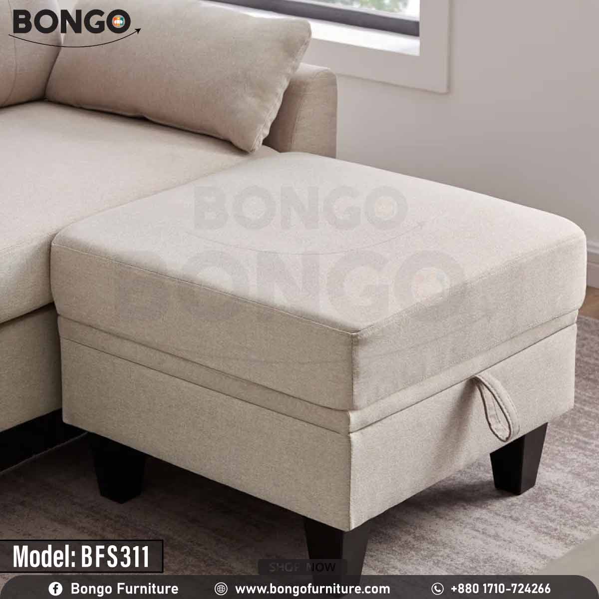 A Cream White 'Harriet Family Sofa' with a built-in espresso finish Metal legs, positioned in a well-decorated living room setting.