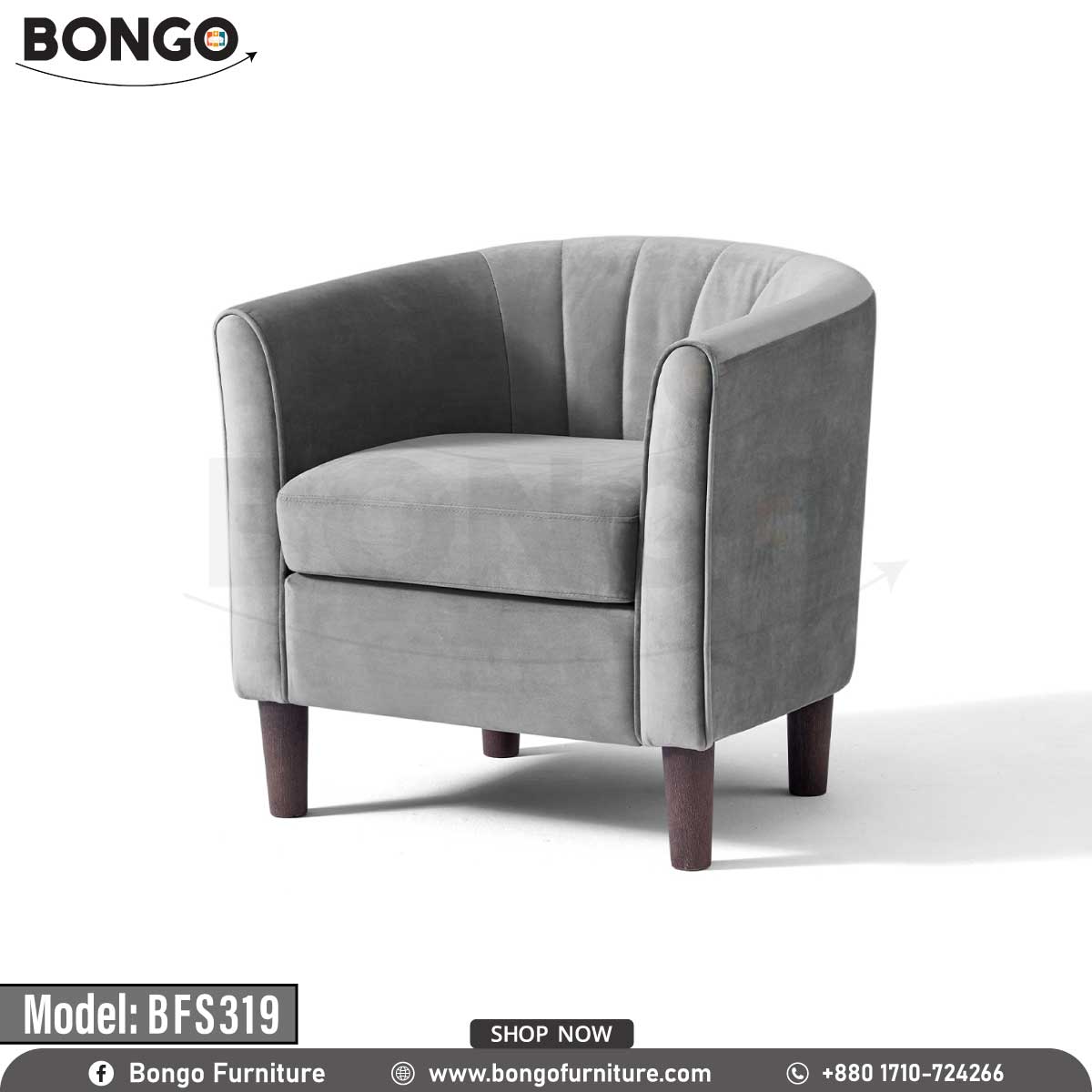 A gray upholstered Olivia Sofa with a footstool, featuring a checkered pattern on the fabric, set in a cozy living room setting with a built-in cushion on the footstool.