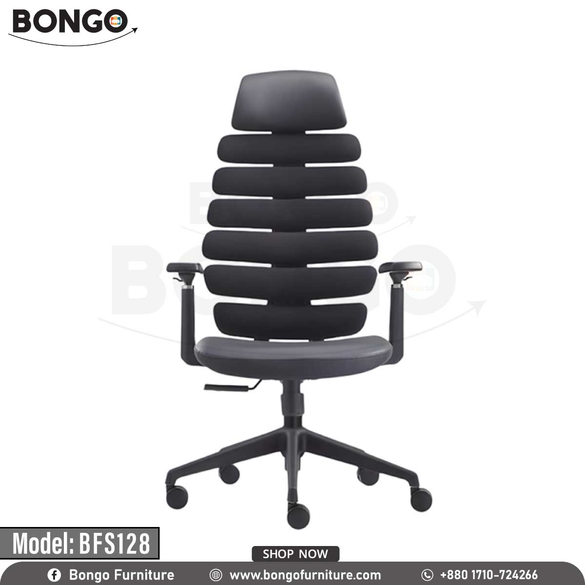 A black Rora director chair with a fiber body, chrome base, and nylon wheels, featuring a headrest, armrests, and a gas lift.