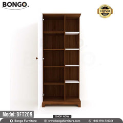 A promotional image of a tall, modern dressing table from BONGO. The unit has a dark wood-grain finish with white accents. Its main feature is a sliding, full-length mirror that reveals hidden storage behind it. Next to the mirror is a column of open display shelves, and there is a drawer at the base. The dressing table is shown in a bedroom setting. A "Highest Quality" seal is in the top corner. A promotional image of a tall, modern dressing table from BONGO. The unit has a dark wood-grain finish with white accents. Its main feature is a sliding, full-length mirror that reveals hidden storage behind it. Next to the mirror is a column of open display shelves, and there is a drawer at the base. The dressing table is shown in a bedroom setting. A "Highest Quality" seal is in the top corner.