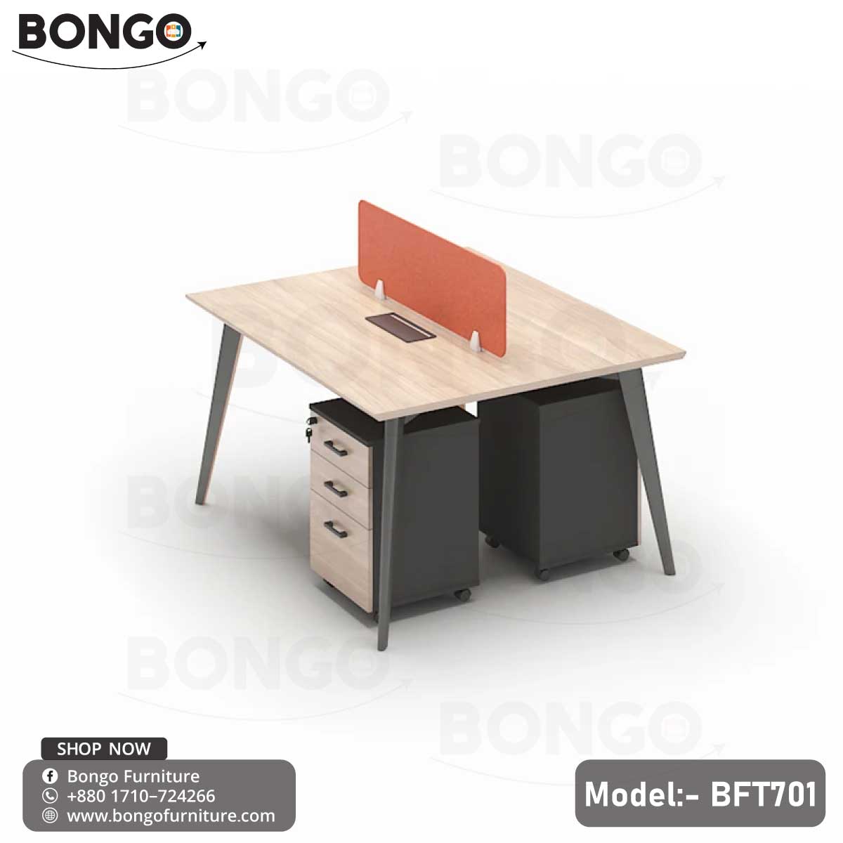 A professional Quantum Workstation BFT701 with a beige laminated board tabletop, black steel frame, and gray fabric-covered partition.