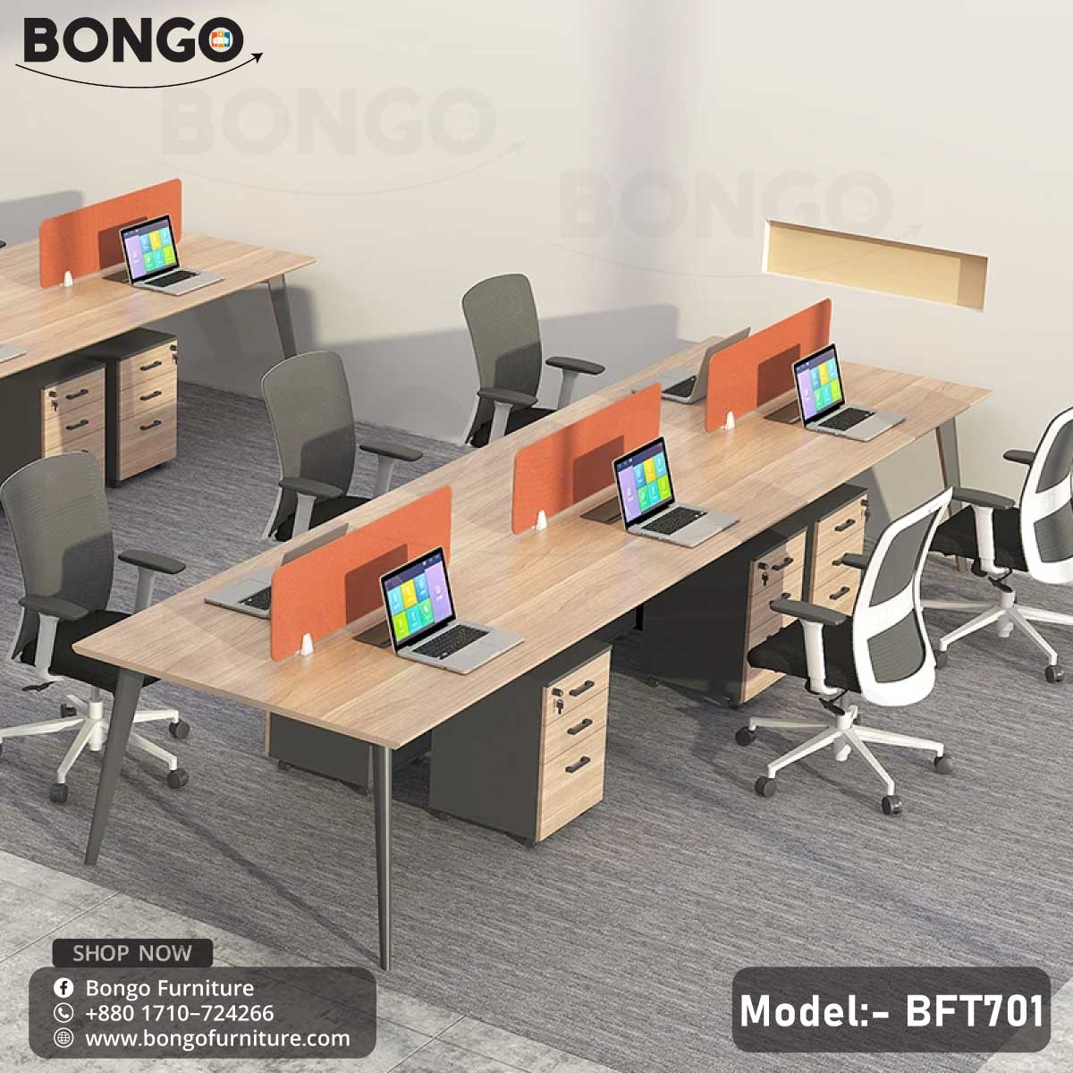 A professional Quantum Workstation BFT701 with a beige laminated board tabletop, black steel frame, and gray fabric-covered partition.