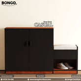 Bongo Casual shoe rack with black cabinet and Water Resistant Strong Laminated Board top on a white background
