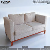 A beige Colombus sofa with a hardwood frame and wooden legs, from Bongo Furniture.