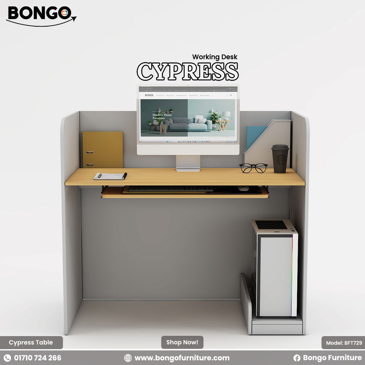 Cypress Desk Durable - Functional - 48" x 24" surface, 42" total height - Water resistant laminated build for long-lasting use. Shop Now!