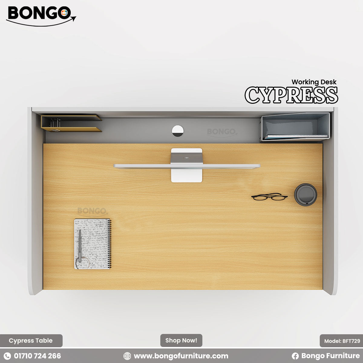 Cypress Desk Durable - Functional - 48" x 24" surface, 42" total height - Water resistant laminated build for long-lasting use. Shop Now!