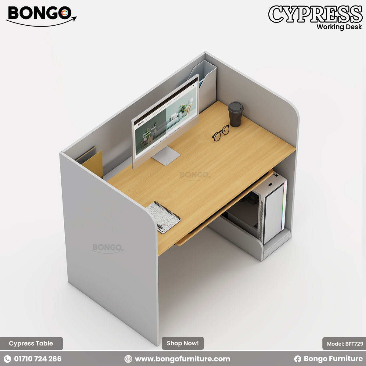 Cypress Desk Durable - Functional - 48" x 24" surface, 42" total height - Water resistant laminated build for long-lasting use. Shop Now!