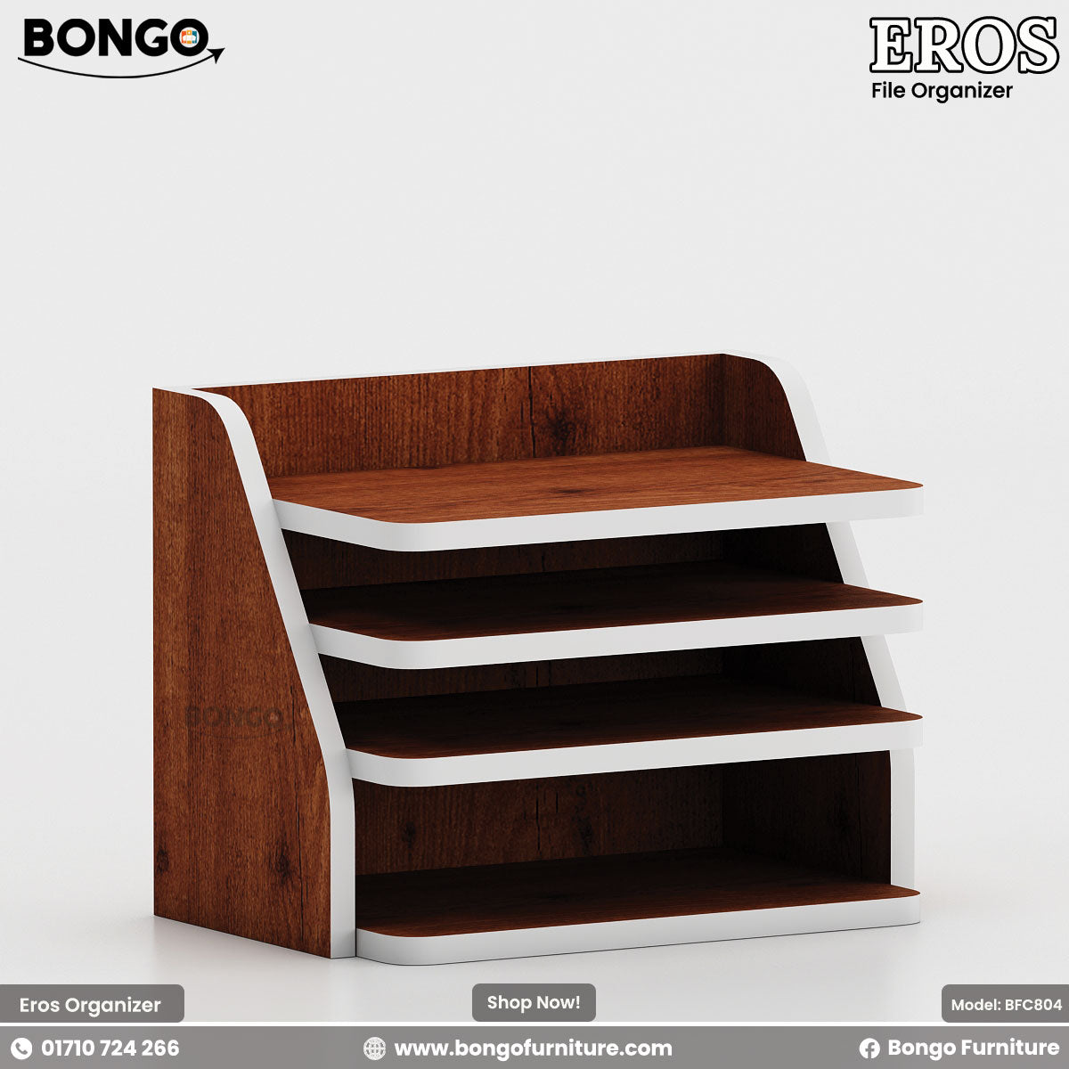 Water Resistant Strong Laminated Board file organizer with Bongo and Eros branding on a white background