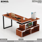 Water Resistant Strong Laminated Board office desk with shelves and Bongo Furniture branding