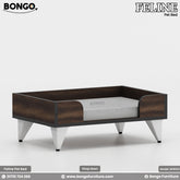 Bongo Feline pet bed with Water Resistant Strong Laminated Board frame and white cushion on a gray background