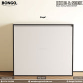 Space-saving table and shelf with Bongo Furniture branding