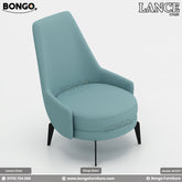 A blue Lance Chair with heavy duty mild steel legs and high-quality fabric upholstery.