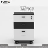Laptop Drawer Unit - Dimension 18" L x 19" D x 26" H - 16mm Water Resistant Strong laminated board - Three Per drawer channels - Central lock. Color is Black and White. Shop Now!