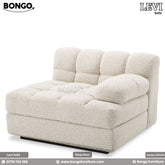 A beige Levi sofa with a compact design, featuring premium foam and black wooden legs, displayed against a white background.