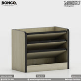 A Meizu file holder with black accents, featuring a compact structure with multiple slanted shelves for organizing files.