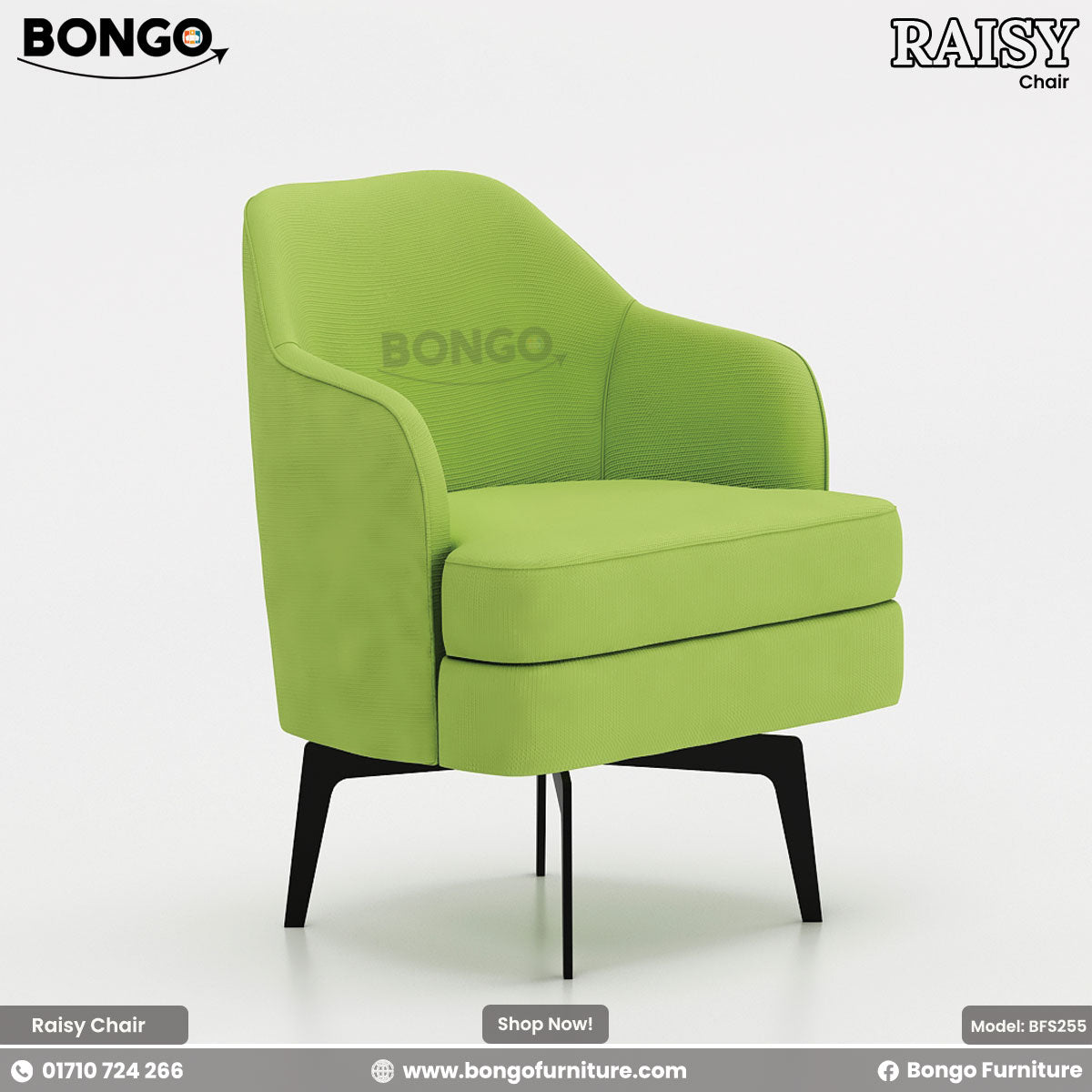 A red upholstered Raisy chair with heavy-duty mild steel legs and plush cushioning, designed for dining or restaurant settings.