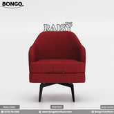 A red upholstered Raisy chair with heavy-duty mild steel legs and plush cushioning, designed for dining or restaurant settings.