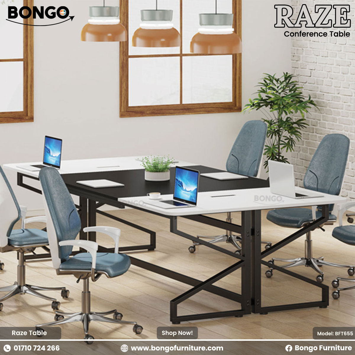 Modern office setting with Raze conference table and Bongo chairs.