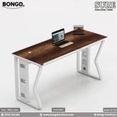 Water Resistant Strong Laminated Board desk with a laptop and books on a white background, featuring Bongo Furniture branding.
