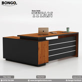 Bongo Titan desk with a laptop and mug on a white background