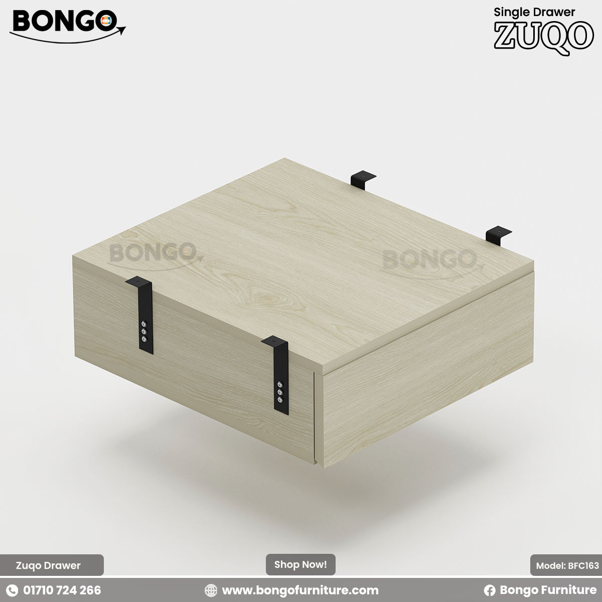 Water Resistant Strong Laminated Board drawer with metal brackets on a white background