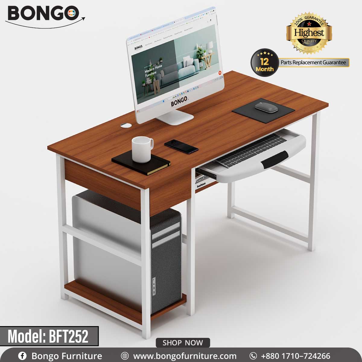 Hub Computer Table BFT252 Promo Teak