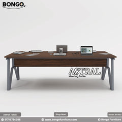 Bongo Astral meeting table with office items on a white background
