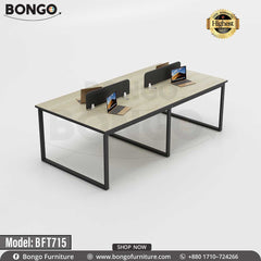 A black Bongo brand workstation with Albino  table tops and drawers, model BFT715, displayed against a plain background.