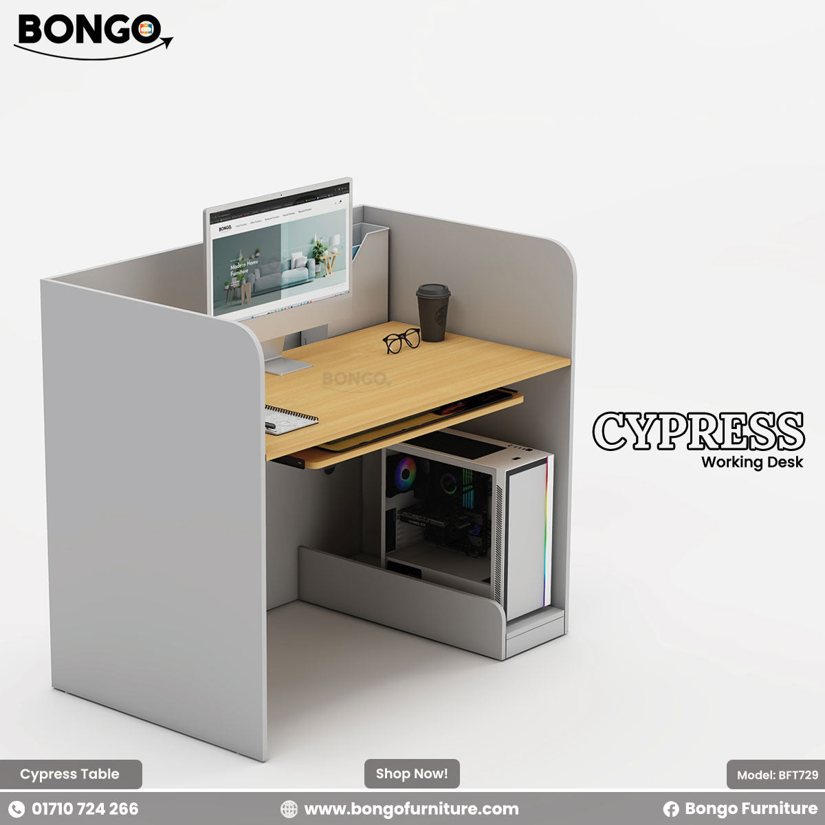 Cypress Desk Durable - Functional - 48" x 24" surface, 42" total height - Water resistant laminated build for long-lasting use. Shop Now!