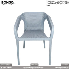 A black plastic chair with a diamond pattern design, branded by BONGO, suitable for outdoor or indoor use.