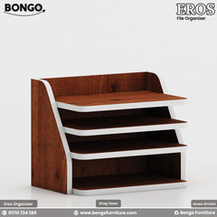 Water Resistant Strong Laminated Board file organizer with Bongo and Eros branding on a white background