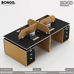 Office workstation with black top and Water Resistant Strong Laminated Board sides on a white background.