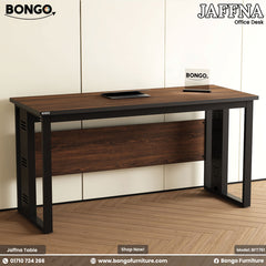 Bongo Jaffna office desk with Water Resistant Strong Laminated Board surface and black metal legs on a plain background