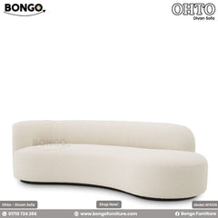 A white divan sofa with a minimalistic design, featuring a low back and a sleek, modern aesthetic.