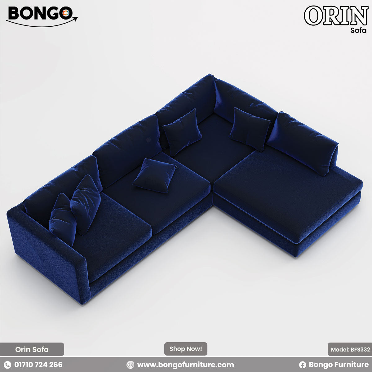 A modern L-shaped sectional sofa upholstered in a vibrant royal blue textured fabric. The low-profile sofa features slim track arms, a right-facing chaise lounge, and is topped with a generous number of plush, matching blue pillows for a relaxed style.