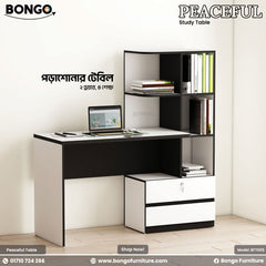 Bongo Furniture Peaceful Study Table with laptop and books on a white background