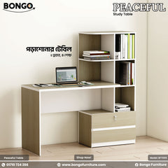 Bongo Furniture Peaceful Study Table with books and laptop on a white background