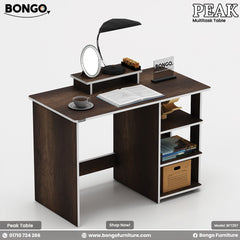 Bongo Peak multitask table with shelves and desk space on a white background