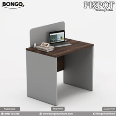 Bongo Pispot working table with a laptop and books on a white background