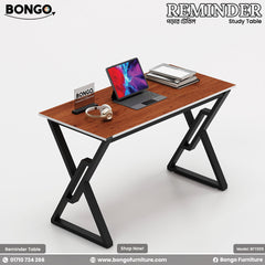 Reminder Study Table - Length 42 Inches, Depth 22 Inches, Height 30 Inches - Water Resistant Laminated board - Mild steel frame - Heat Paint Coated. Color is Granada Pine and Black. Shop Now!