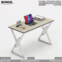 Reminder Study Table - Length 42 Inches, Depth 22 Inches, Height 30 Inches - Water Resistant Laminated board - Mild steel frame - Heat Paint Coated. Color is Albino and White. Shop Now!