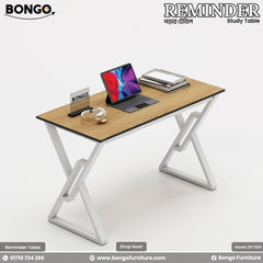 Reminder Study Table - Length 42 Inches, Depth 22 Inches, Height 30 Inches - Water Resistant Laminated board - Mild steel frame - Heat Paint Coated. Color is Red Oak and White. Shop Now!