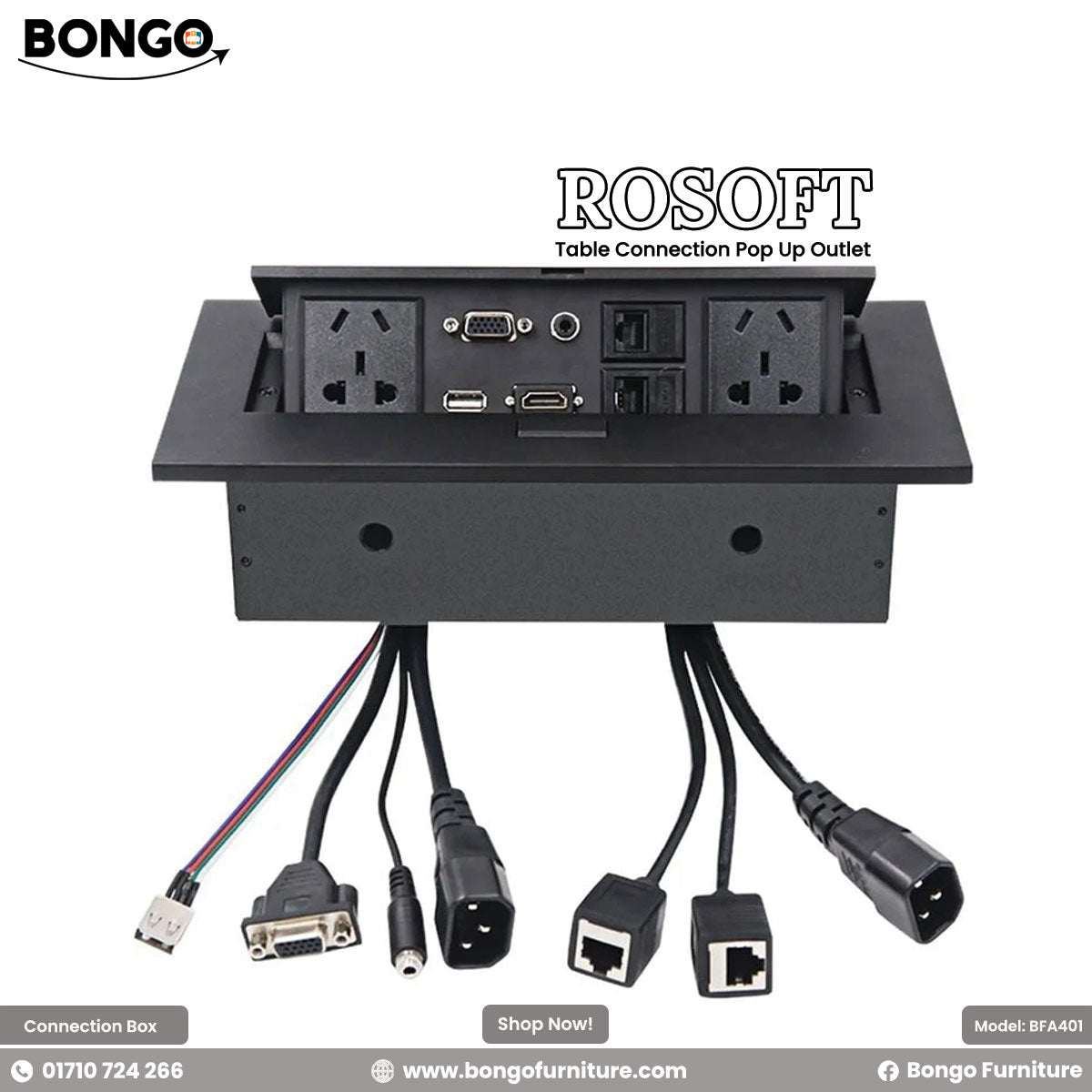 Rosoft - Cable Connection Pop Up Box for Table | BFA401
