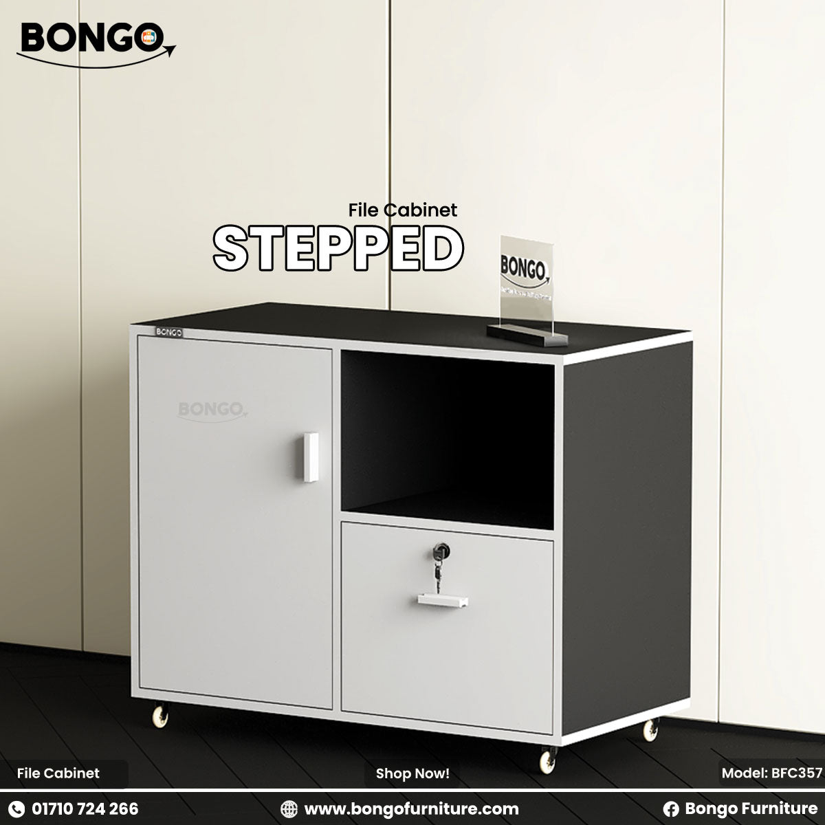 Stepped Mobile File Cabinet - BFC357